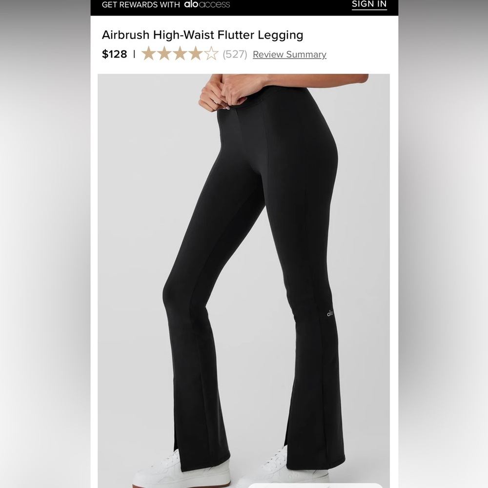 ALO Yoga Black Airbrush High-Waist Flutter Leggings - Boot Cut
